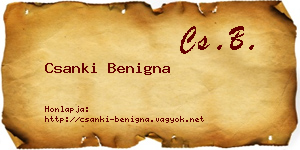 Csanki Benigna névjegykártya